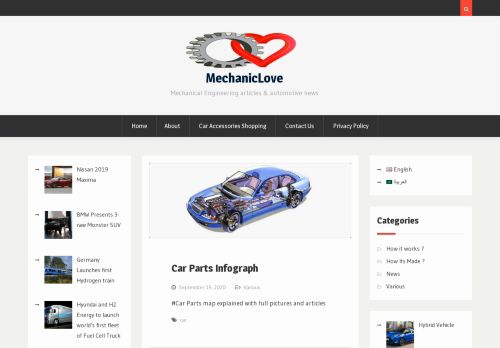لقطة شاشة لموقع الهندسة الميكانيكية MechanicLove
بتاريخ 12/10/2020
بواسطة دليل مواقع الفضاء